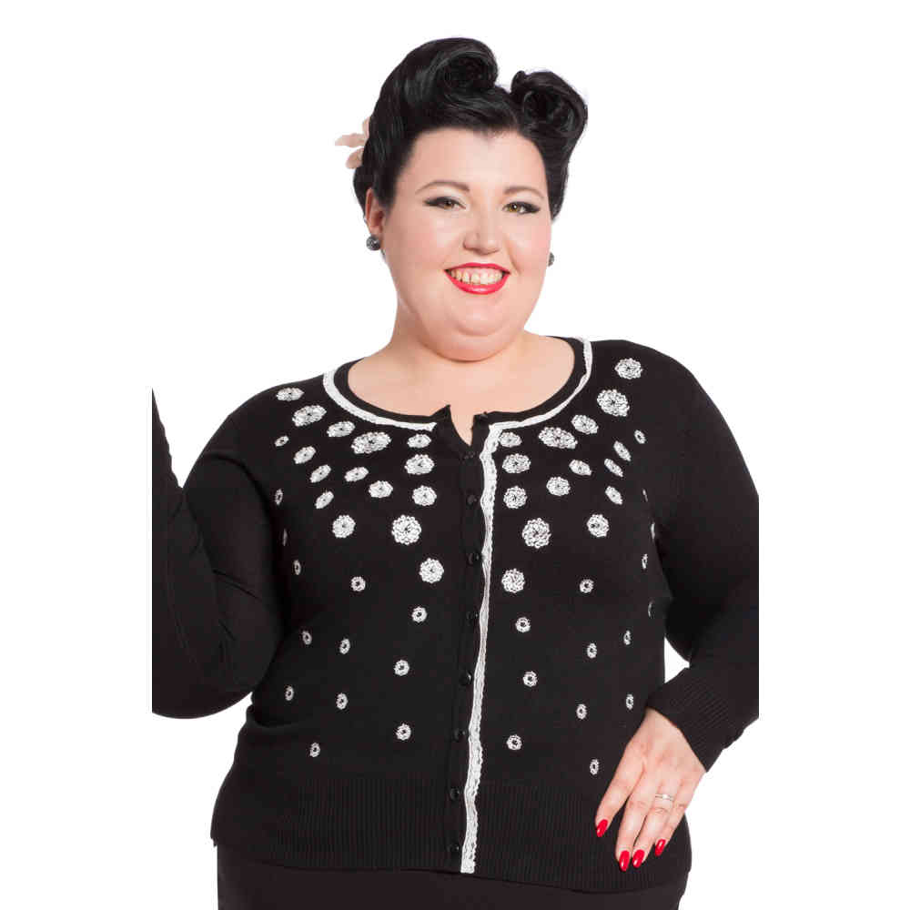 Voodoo Vixen - Leticia Rose Embroidery Cardigan - Zwart
